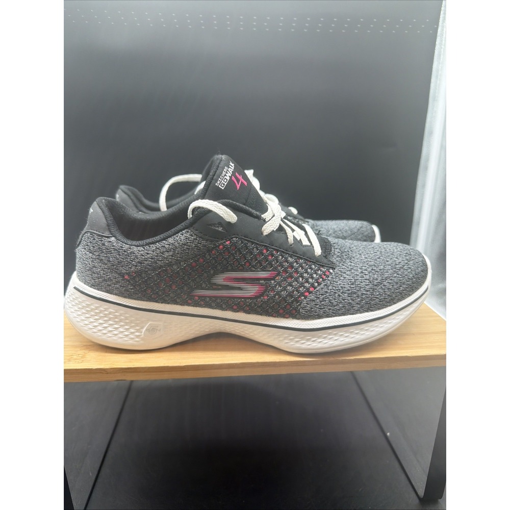 Skechers Go Walk 4 Black/Pink Lace Up Athletic Shoes Size 7.5